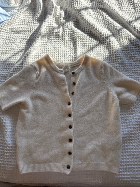 H&M Sweaters - H&M Cream Short-Sleeve Button Cardigan